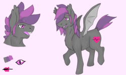 Size: 2048x1232 | Tagged: safe, artist:rex-draco, oc, oc only, oc:raven aura, bat pony, cutie mark, reference sheet, solo, wings