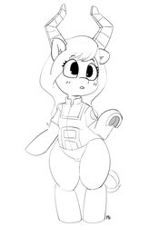 Size: 3272x5000 | Tagged: safe, artist:pabbley, earth pony, pony, 30 minute art challenge, bipedal, clothes, cute, ear fluff, female, frog (hoof), grayscale, lineart, mare, monochrome, my hero academia, ponified, pony tsunotori, quirked pony, solo, u.a. gym uniform, underhoof