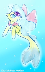 Size: 800x1280 | Tagged: safe, artist:therainbowmaiden, princess skystar, pony, seapony (g4), g4, my little pony: the movie, female, flower, flower in hair, mare, skyabetes, solo, sparkles, underwater, water