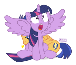 Size: 840x720 | Tagged: safe, artist:dm29, flash sentry, twilight sparkle, alicorn, pegasus, pony, a health of information, g4, :o, biting, butt bite, duo, female, horses doing horse things, male, mare, open mouth, pain star, ship:flashlight, shipping, spread wings, stallion, straight, twilight sparkle (alicorn), uvula, wingboner, wings