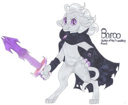 Size: 5746x4732 | Tagged: safe, artist:frozensoulpony, oc, oc only, oc:baroo, diamond dog, absurd resolution, cloak, clothes, male, parent:rover, solo, sword, traditional art, weapon