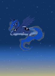 Size: 1024x1408 | Tagged: safe, artist:mimiastrid, princess luna, cat, g4, catified, cloud, horn, sky, species swap, stars, wings