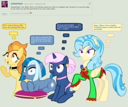 Size: 1280x1070 | Tagged: safe, artist:peregrinstaraptor, oc, oc only, oc:mademoiselle, oc:vanity mirror, oc:winter solstice, oc:wyldfyre, earth pony, pegasus, pony, unicorn, clothes, female, mare, panties, pillow, simple background, underwear