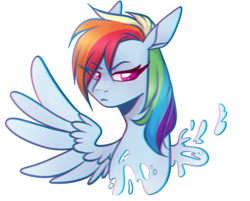 Size: 1159x934 | Tagged: dead source, safe, artist:lullabyprince, rainbow dash, pony, g4, bust, chromatic aberration, female, portrait, simple background, solo, transparent background