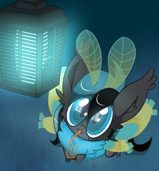Size: 1540x1653 | Tagged: safe, artist:dragonpone, derpibooru exclusive, oc, oc only, oc:lymantria, mothim, mothpony, original species, antennae, bug zapper, bugs doing bug things, cheek fluff, clandestine industries, colored sclera, ear fluff, emo, eyeliner, eyeshadow, femboy, grass, looking at something, looking up, makeup, male, neck fluff, pokémon, proboscis, running makeup, slit pupils, solo, spread wings, stallion, tongue out, wings, wristband