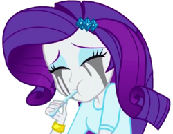 Size: 928x719 | Tagged: safe, artist:thebar, edit, edited screencap, screencap, rarity, human, dance magic, equestria girls, g4, spoiler:eqg specials, background removed, bracelet, comfort eating, crying, eating, eyes closed, female, gem, jewelry, makeup, marshmelodrama, mascara, mascarity, nom, not a vector, rarity being rarity, running makeup, simple background, solo, spoon, transparent background
