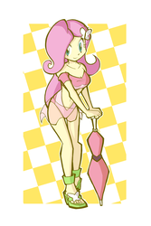 Size: 800x1200 | Tagged: safe, artist:rvceric, fluttershy, equestria girls, g4, adorasexy, belly button, clothes, cute, feet, female, leotard, midriff, race queen, sandals, sarong, see-through, sexy, shyabetes, smiling, solo, umbrella