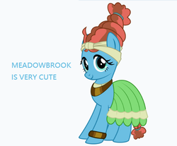 Size: 608x504 | Tagged: safe, meadowbrook, earth pony, pony, a health of information, g4, cute, female, looking at you, mare, meadowcute, simple background, smiling, solo, standing, three quarter view, truth