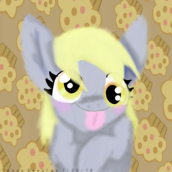 Size: 700x700 | Tagged: safe, artist:drippykitty, derpy hooves, g4, female, silly, solo, tongue out