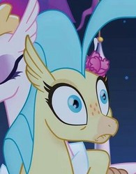 Size: 359x460 | Tagged: safe, screencap, princess skystar, queen novo, classical hippogriff, hippogriff, g4, my little pony: the movie, my little pony: the movie adaptation, adaptation, cropped, faic, female, mother and daughter, oh crap face, punishment, shocked, you are so grounded