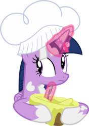 Size: 1599x2274 | Tagged: safe, artist:frownfactory, twilight sparkle, alicorn, pony, a health of information, g4, .svg available, baking, chef's hat, cooking, female, flour, hat, horn, magic, mare, simple background, solo, svg, transparent background, twilight sparkle (alicorn), vector