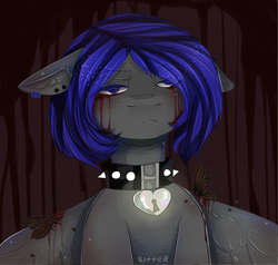 Size: 2000x1900 | Tagged: safe, artist:ritter, oc, oc only, oc:flevie, pony, blood, crying, female, sad, solo