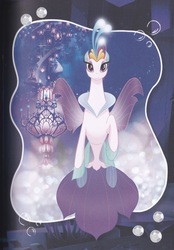 Size: 640x922 | Tagged: safe, queen novo, seapony (g4), g4, my little pony: the movie, bubble, crown, eyelashes, female, fin wings, fins, jewelry, looking at you, regalia, seaquestria, smiling, solo, tail, underwater, water, wings