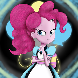 Size: 5000x5000 | Tagged: safe, artist:vicakukac200, pinkie pie, coinky-dink world, equestria girls, g4, my little pony equestria girls: summertime shorts, absurd resolution, clothes, female, looking at you, server pinkie pie, smiling, solo, waitress