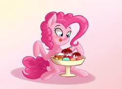 Size: 800x582 | Tagged: safe, artist:3lorenzo3, pinkie pie, earth pony, pony, g4, female, food, ice cream, mare, simple background, smiling, solo