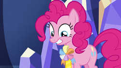 Size: 1280x720 | Tagged: safe, screencap, pinkie pie, earth pony, pony, g4, my little pony: friendship is magic, not asking for trouble, ambassador badge, female, mare, solo