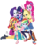 Size: 1780x2048 | Tagged: safe, artist:ilaria122, applejack, fluttershy, pinkie pie, rainbow dash, rarity, sci-twi, sunset shimmer, twilight sparkle, equestria girls, equestria girls series, g4, official, adorkable, applejack's hat, belt, boots, bow, bowtie, clothes, confident, converse, cowboy hat, cute, dork, dress, female, freckles, geode of empathy, geode of fauna, geode of shielding, geode of super speed, geode of super strength, geode of telekinesis, glasses, happy, hat, high heels, humane five, humane seven, humane six, jacket, kneeling, magical geodes, multicolored hair, new design, new outfit, not a vector, pants, ponytail, sandals, shoes, signature, simple background, skirt, sneakers, standing, stetson, sweatshirt, toes, transparent background, twiabetes