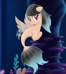 Size: 1300x1450 | Tagged: safe, artist:liniitadash23, seapony (g4), g4, my little pony: the movie, looking at you, movie accurate, ocean, seaquestria, show accurate, solo, underwater