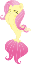 Size: 1561x3245 | Tagged: safe, artist:infinitewarlock, fluttershy, seapony (g4), g4, my little pony: the movie, cute, eyes closed, female, seaponified, seapony fluttershy, shyabetes, simple background, solo, species swap, transparent background, vector