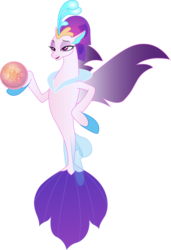 Size: 2202x3216 | Tagged: safe, artist:infinitewarlock, queen novo, seapony (g4), g4, my little pony: the movie, female, high res, orb, pearl of transformation, raised eyebrow, simple background, solo, transparent background, vector