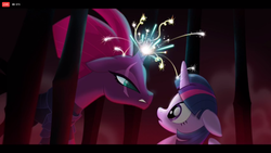 Size: 3840x2160 | Tagged: safe, tempest shadow, twilight sparkle, alicorn, pony, g4, my little pony: the movie, broken horn, cage, deleted scene, facebook, high res, horn, twilight sparkle (alicorn)