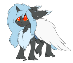 Size: 3233x2793 | Tagged: safe, artist:crazllana, oc, oc only, oc:winter regan, changeling, blue changeling, chest fluff, female, high res, holeless, simple background, solo, tongue out, transparent background