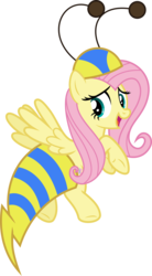 Size: 7812x14103 | Tagged: safe, artist:punzil504, fluttershy, flash bee, pegasus, pony, a health of information, g4, absurd resolution, animal costume, bee costume, beekini, clothes, costume, female, flutterbee, mare, open mouth, simple background, solo, transparent background, underhoof, vector