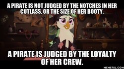 Size: 600x337 | Tagged: source needed, safe, edit, edited screencap, screencap, captain celaeno, bird, ornithian, anthro, g4, my little pony: the movie, arrgh!, clothes, image macro, meme, memeful.com, reference, spongebob squarepants, storm king's messenger outfit, time to be awesome