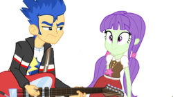 Size: 1920x1080 | Tagged: safe, artist:marrabo, flash sentry, starlight, equestria girls, g4, background human, duo