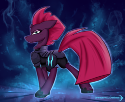 Size: 1600x1309 | Tagged: safe, artist:dangercloseart, tempest shadow, pony, unicorn, g4, my little pony: the movie, broken horn, butt, female, horn, looking at you, looking back, mare, plot, solo
