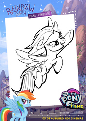 Size: 1920x2716 | Tagged: safe, rainbow dash, pony, g4, my little pony: the movie, coloring page, female, my little pony logo, portuguese, solo