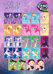 Size: 1920x2716 | Tagged: safe, applejack, captain celaeno, fluttershy, pinkie pie, princess skystar, queen novo, rainbow dash, rarity, songbird serenade, spike, tempest shadow, twilight sparkle, alicorn, dragon, earth pony, pegasus, pony, seapony (g4), unicorn, anthro, g4, my little pony: the movie, anthro with ponies, bow, female, hair bow, headworn microphone, male, mane seven, mane six, mare, my little pony logo, portuguese, twilight sparkle (alicorn)