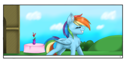 Size: 1000x500 | Tagged: safe, artist:melodytheartpony, rainbow dash, twilight sparkle, pegasus, pony, comic:how it all began, g4, comic, eyes closed, female, lesbian, ship:twidash, shipping, smiling, solo, writer:cwillis13