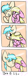 Size: 300x800 | Tagged: safe, artist:sugarcloud12, oc, oc only, oc:cherry blossom, oc:lance, pony, female, floppy ears, male, mare, photo booth, siblings, silly, silly pony, stallion