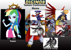 Size: 1920x1357 | Tagged: safe, artist:alphamonouryuuken, rainbow dash, impmon, equestria girls, g4, beelzamon, beelzamon blast mode, crossover, digimon, eqg promo pose set, meme, reapmon, wizardmon