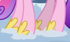 Size: 242x147 | Tagged: safe, screencap, princess cadance, alicorn, pony, g4, party pooped, cropped, female, hoof shoes, hooves, legs, mare, pictures of legs, snow, solo