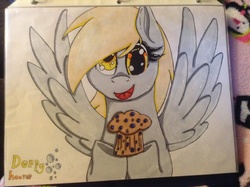 Size: 2592x1936 | Tagged: safe, artist:xxmidnight12xx, derpy hooves, g4, female, food, muffin, solo, traditional art
