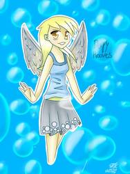 Size: 600x800 | Tagged: safe, artist:catwallader, derpy hooves, human, g4, clothes, cute, derpabetes, humanized, light skin, skirt, tank top