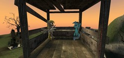 Size: 1280x600 | Tagged: safe, artist:skyway920, derpy hooves, lyra heartstrings, g4, 3d