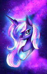 Size: 1270x2000 | Tagged: dead source, safe, artist:not-ordinary-pony, princess luna, alicorn, pony, g4, chromatic aberration, color porn, cute, eyestrain warning, female, lunabetes, mare, solo, synthwave