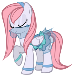 Size: 1024x1053 | Tagged: safe, artist:petraea, oc, oc only, oc:sarah, pegasus, pony, clothes, eyes closed, female, mare, raised hoof, simple background, solo, transparent background, vector, veil