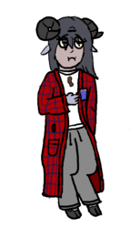 Size: 641x1040 | Tagged: safe, artist:vhatug, oc, oc only, oc:ariana, satyr, 1000 hours in ms paint, clothes, coffee, offspring, pajamas, parent:arimaspi, tired