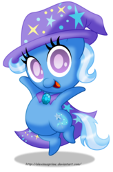 Size: 2300x3500 | Tagged: safe, artist:aleximusprime, trixie, pony, g4, cape, chibi, clothes, cute, diatrixes, female, hat, high res, looking at you, mare, simple background, solo, transparent background, trixie's cape, trixie's hat