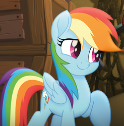 Size: 700x710 | Tagged: safe, screencap, rainbow dash, pegasus, pony, g4, my little pony: the movie, spoiler:my little pony movie the junior novel, clip, cropped, cute, dashabetes, female, looking at each other, male, mare, smiling, solo