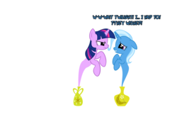 Size: 1050x694 | Tagged: safe, artist:navitaserussirus, trixie, twilight sparkle, genie, asktwixiegenies, g4, angry, cropped, female, lesbian, ship:twixie, shipping