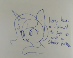 Size: 500x395 | Tagged: safe, artist:tjpones, princess luna, alicorn, pony, g4, dialogue, female, mare, sketch, solo, traditional art