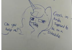 Size: 500x350 | Tagged: safe, artist:tjpones, princess luna, alicorn, pony, g4, dialogue, female, mare, offscreen character, sketch, solo, traditional art