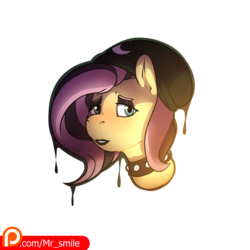 Size: 4000x4000 | Tagged: safe, artist:mr.smile, fluttershy, pegasus, pony, g4, beanie, blushing, bust, choker, chokershy, clothes, collar, eyeshadow, female, goth, hair dye, hat, lipstick, makeup, mare, patreon, patreon logo, punk, simple background, solo, transparent background