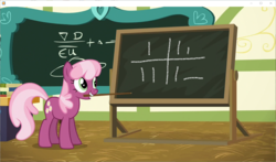 Size: 1282x752 | Tagged: safe, edit, cheerilee, g4, chalkboard, loss (meme), loss edit, mouth hold