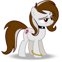 Size: 4500x4500 | Tagged: safe, alternate version, artist:rsa.fim, oc, oc only, oc:whisper hope, pegasus, pony, absurd resolution, alternate hairstyle, bags under eyes, collar, female, jewelry, mare, mature, mexican, older, raised eyebrow, red eyes, scar, simple background, smiling, smirk, solo, transparent background, unitárium, vector, white hair, wingless